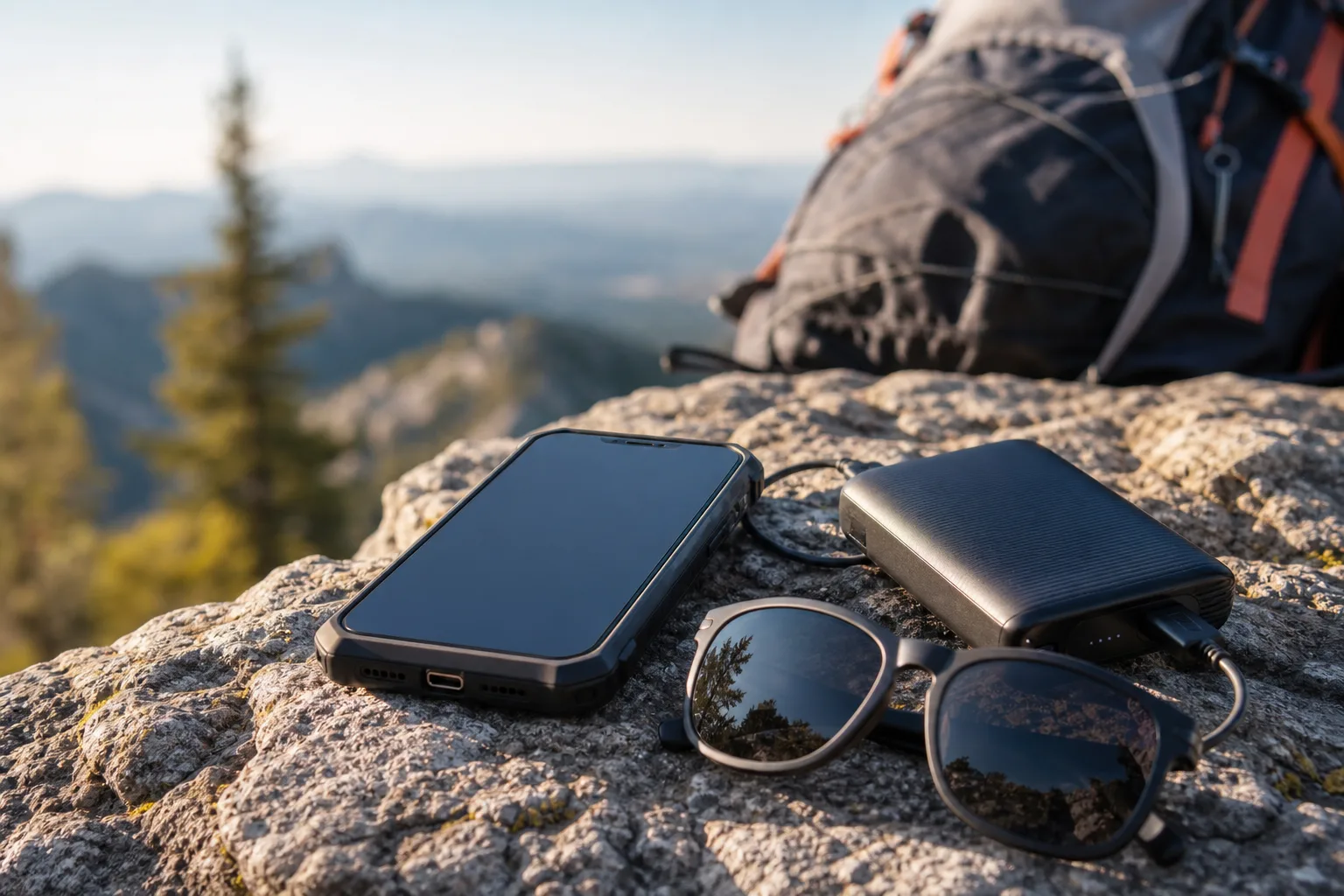 Lifestyle scene illustrating rugged phone cases that make sense for weekend hikes
